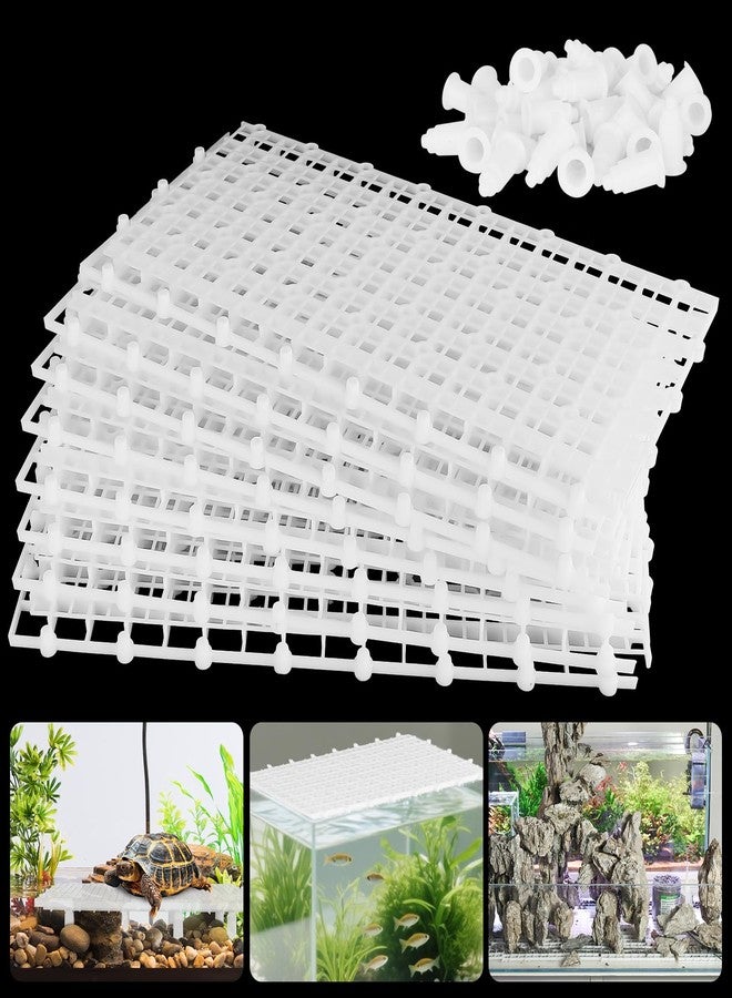 Hygger CO2 12pcs Aquarium Fish Tank Divider Filter Bottom with Bracket, Plastic Egg Crate Grid (11.6X5.7inch) for Fish Tank Separation, Bottom Filtration & DIY Aquascaping (White, 72 Brackets) - Image 1